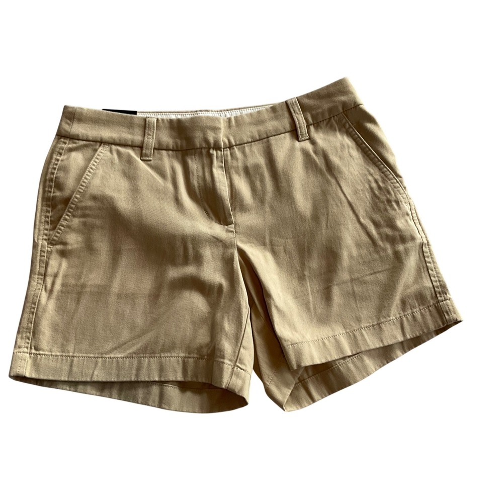 J. Crew Chino Preppy Shorts Women Size 2 Khaki Tan 5 Inch Inseam NWT